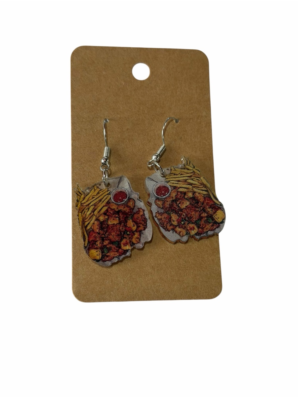 Novelty French Fry & Snack Earrings - Food Theme (Yellow, Red, Brown)